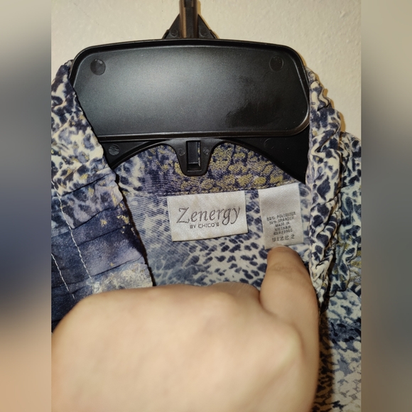 Zenergy by Chico’s Size 2 Purple Gold Ivory Full Zip Jacket - Picture 7 of 14